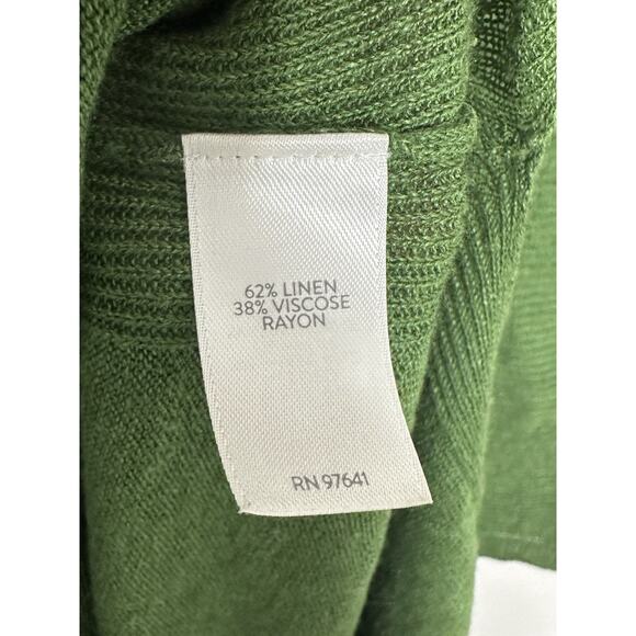 J Jill Tunic Sweater Side Slit Dress Womens Linen Blend Green Size XL Tall - Picture 7 of 9